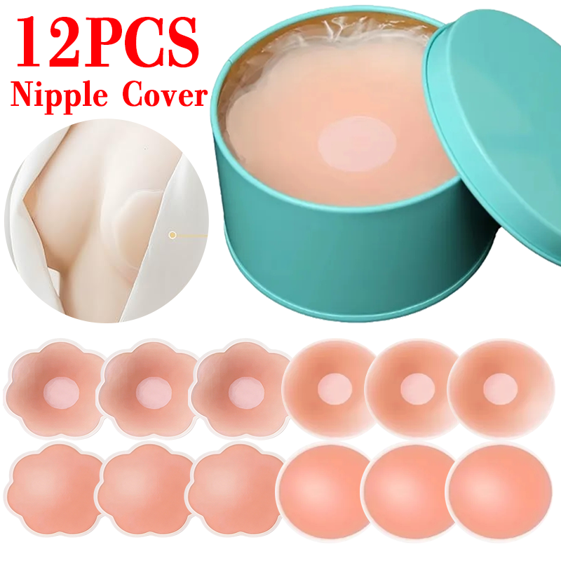 Silicone Bra Adhesive - 6/12 Pezzi Copricapezzoli Adesivi Invisibili Riutilizzabili,
