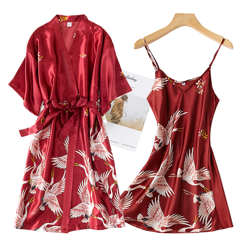 Robe Silk Women - Borgogna donna 2 pezzi abito da